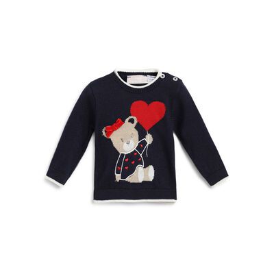 Girls Dark Blue Embellished Pullover